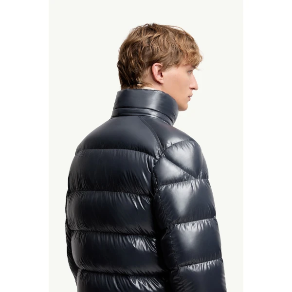 Moncler Maya Hooded Short Down Jacket in Navy Blue, view 6 | Men's Jackets | Coveti