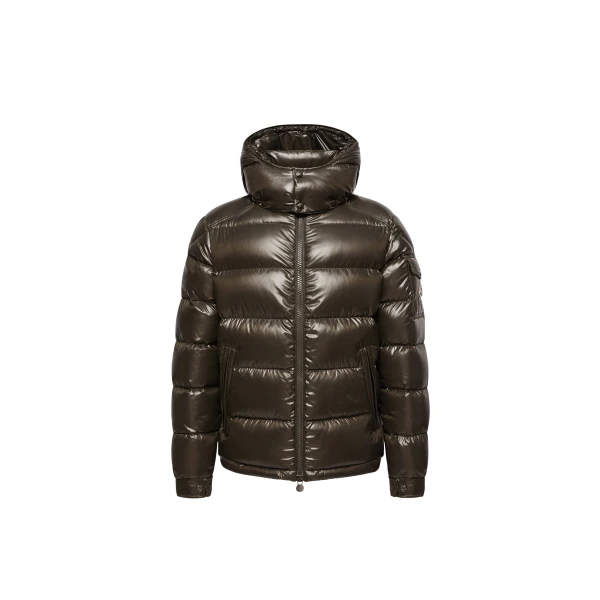 Moncler Maya Hooded Short Down Jacket in Olive Green | Men's Jackets | Coveti