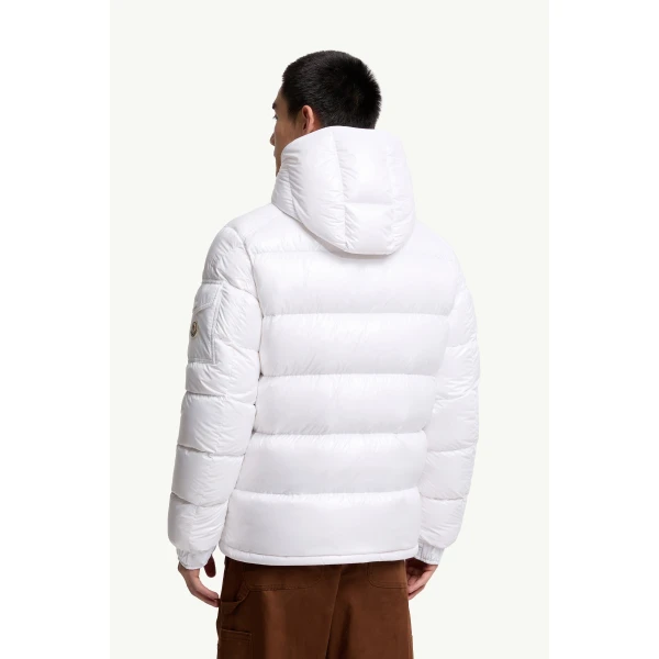 Moncler Maya Hooded Short Down Jacket in White, view 5 | Men's Jackets | Coveti