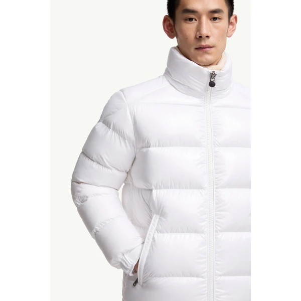 Moncler Maya Hooded Short Down Jacket in White, view 6 | Men's Jackets | Coveti
