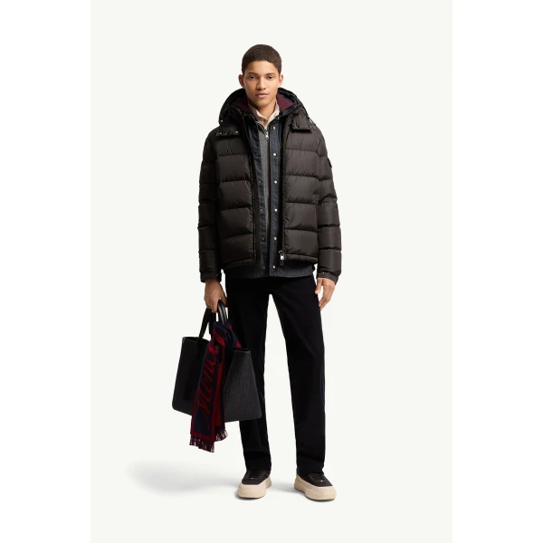 Moncler Maya Matte Short Down Jacket in Black, view 2 | Men's Jackets | Coveti