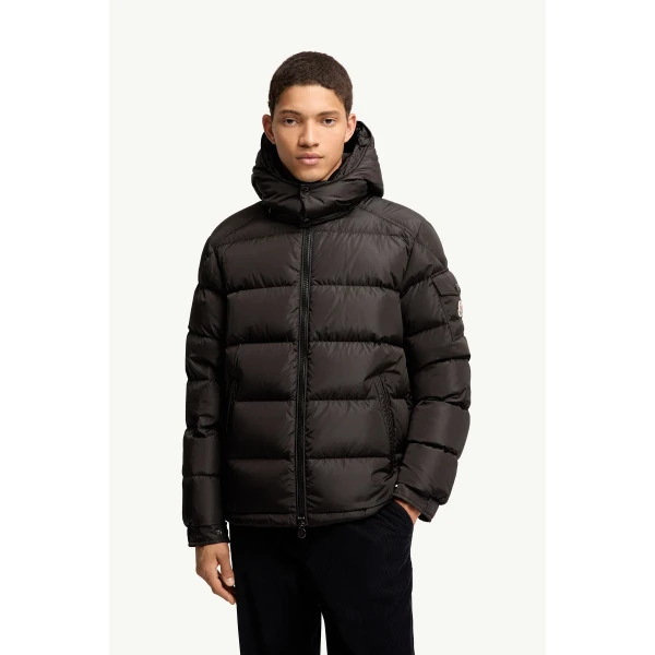 Moncler Maya Matte Short Down Jacket in Black, view 4 | Men's Jackets | Coveti
