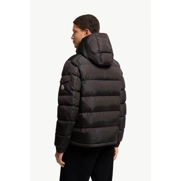 Moncler Maya Matte Short Down Jacket in Black, view 5 | Men's Jackets | Coveti