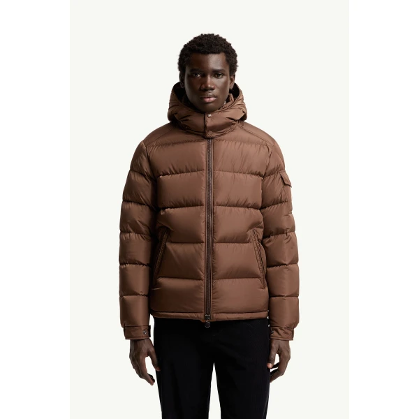 Moncler Maya Matte Short Down Jacket in Brown, view 4 | Men's Jackets | Coveti