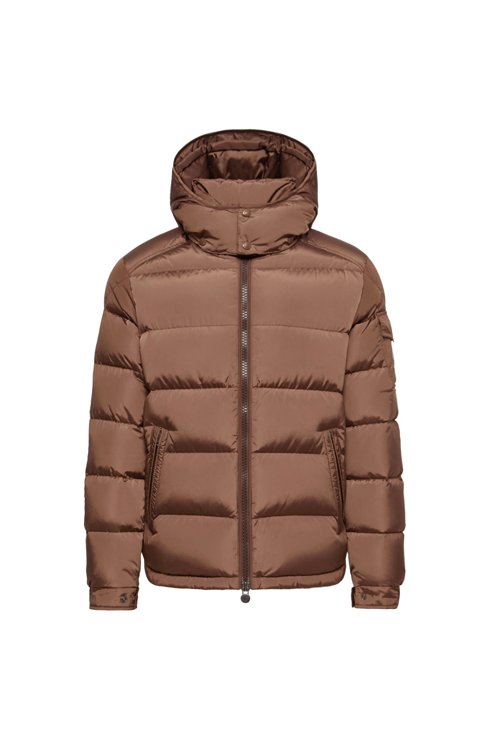 Moncler Maya Matte Short Down Jacket in Brown Moncler Maya Matte Short Down Jacket in Brown | Men's Jackets | Coveti