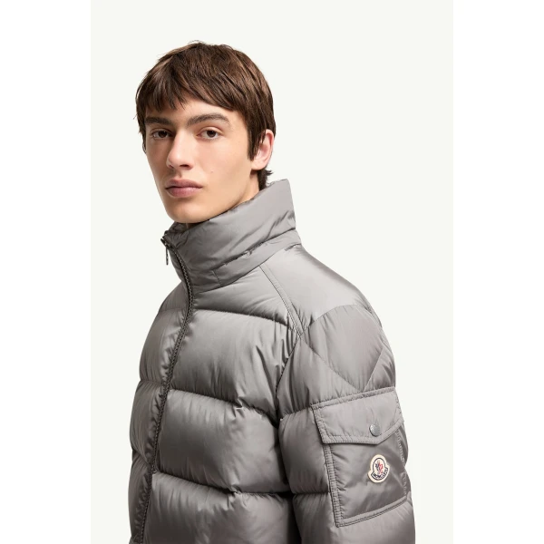 Moncler Maya Matte Short Down Jacket in Gray, view 3 | Men's Jackets | Coveti