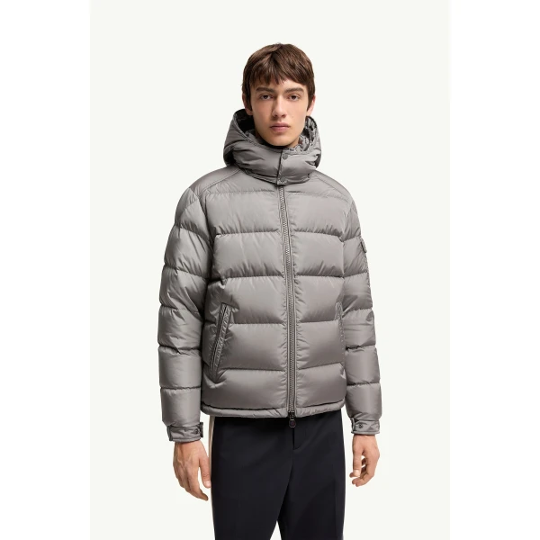Moncler Maya Matte Short Down Jacket in Gray, view 4 | Men's Jackets | Coveti