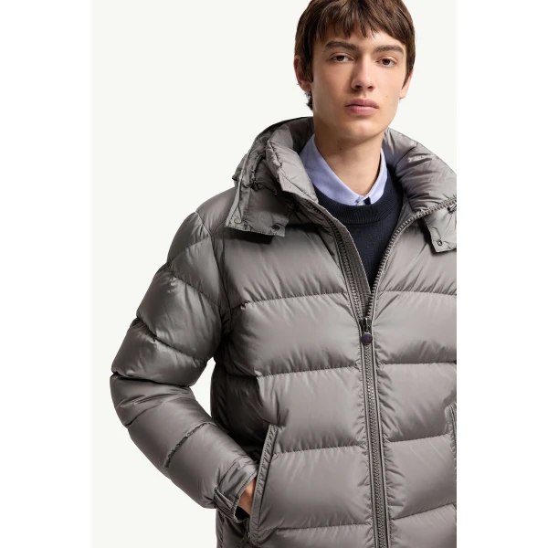 Moncler Maya Matte Short Down Jacket in Gray, view 6 | Men's Jackets | Coveti