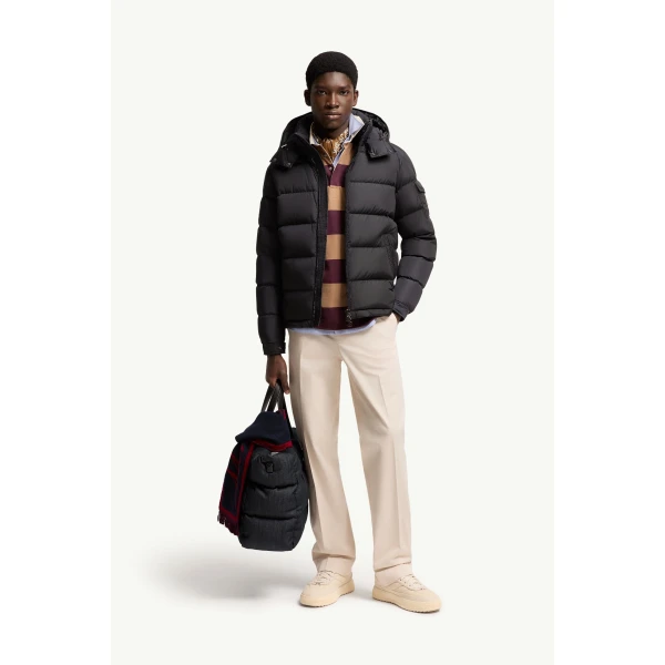 Moncler Maya Matte Short Down Jacket in Navy Blue, view 2 | Men's Jackets | Coveti