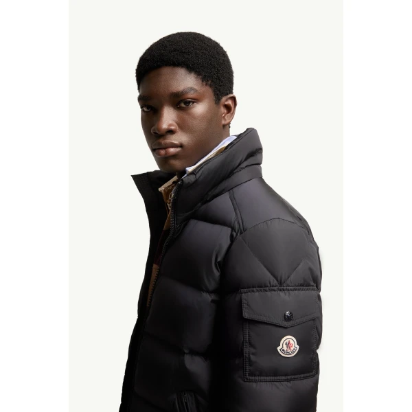 Moncler Maya Matte Short Down Jacket in Navy Blue, view 3 | Men's Jackets | Coveti