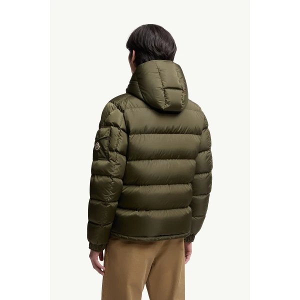 Moncler Maya Matte Short Down Jacket in Olive Green, view 5 | Men's Jackets | Coveti