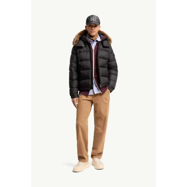 Moncler Mayaf Hooded Short Down Jacket in Black, view 2 | Men's Jackets | Coveti