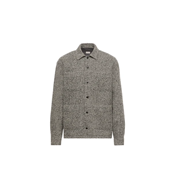 Moncler Melange Wool Blend Shirt Jacket in Gray | Men's Jackets | Coveti