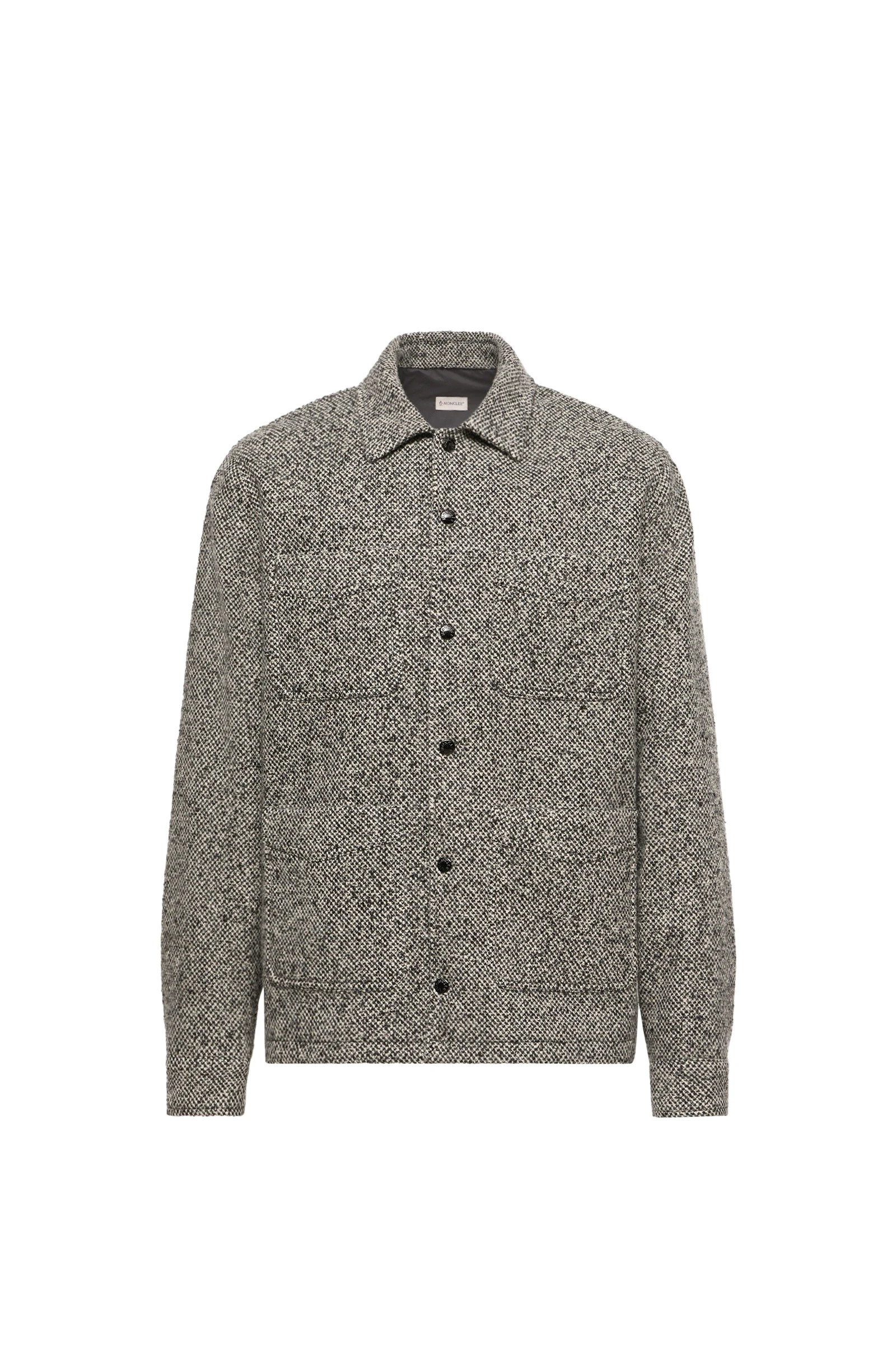 Moncler Melange Wool Blend Shirt Jacket in Gray Moncler Melange Wool Blend Shirt Jacket in Gray | Men's Jackets | Coveti