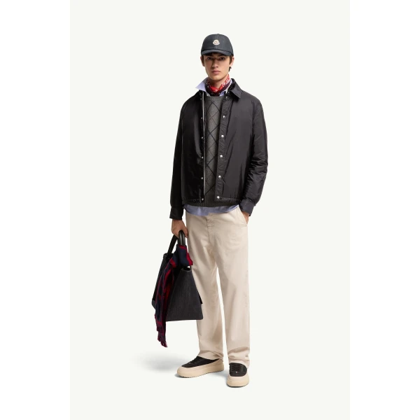 Moncler Meridelle Down Shirt Jacket in Navy Blue, view 2 | Men's Jackets | Coveti