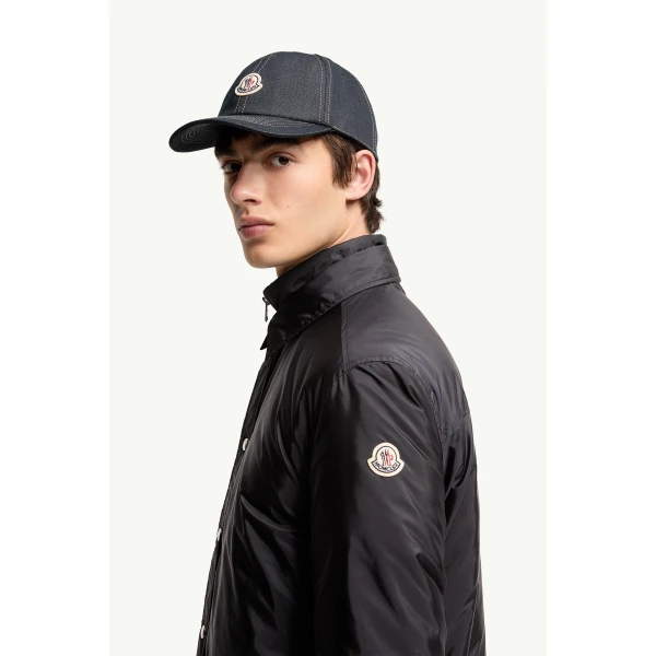 Moncler Meridelle Down Shirt Jacket in Navy Blue, view 3 | Men's Jackets | Coveti