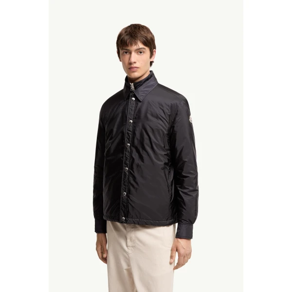 Moncler Meridelle Down Shirt Jacket in Navy Blue, view 4 | Men's Jackets | Coveti