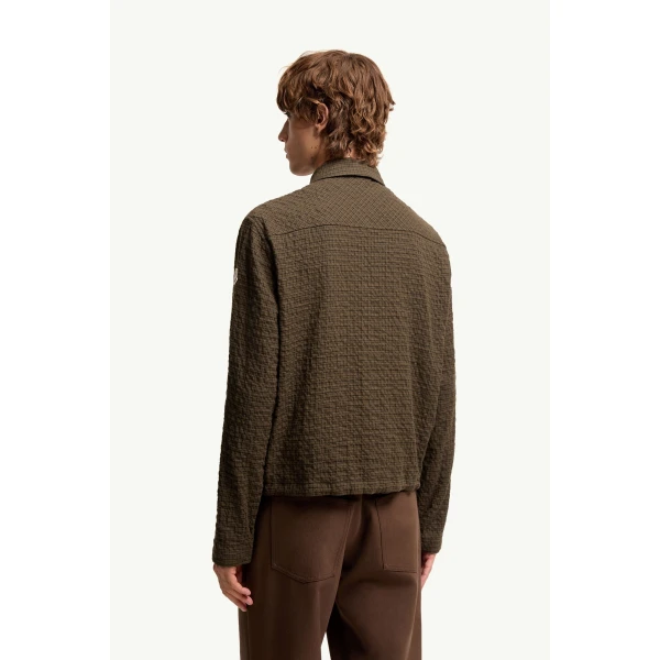 Moncler Micro Madras Flannel Shirt Jacket in Brown, view 5 | Men's Jackets | Coveti