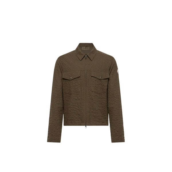 Moncler Micro Madras Flannel Shirt Jacket in Brown | Men's Jackets | Coveti