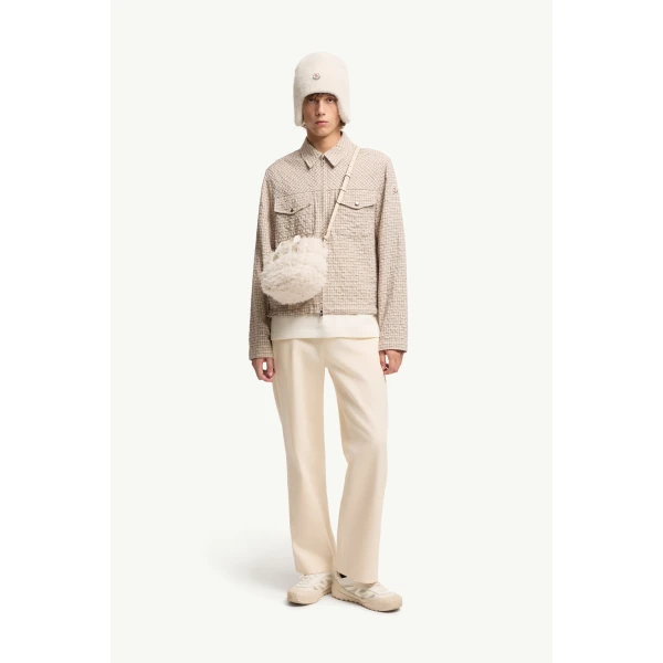 Moncler Micro Madras Flannel Shirt Jacket in White, view 2 | Men's Jackets | Coveti