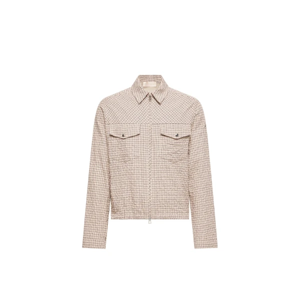 Micro Madras Flannel Shirt Jacket in White