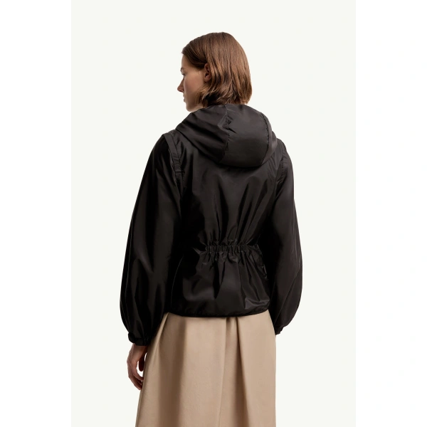 Moncler Mirage Packable 2-in-1 Short Down Jacket in Black, view 5 | Women's Puffer Jackets | Coveti