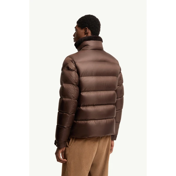Moncler Moncenisio Hooded Short Down Jacket in Brown, view 5 | Men's Jackets | Coveti