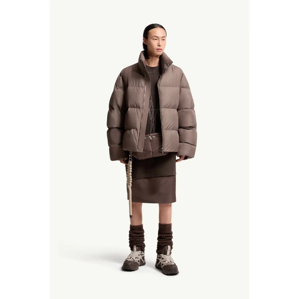 Moncler Moncler + Rick Owens Cyclopic Short Down Jacket in Taupe, view 2 | Men's Jackets | Coveti