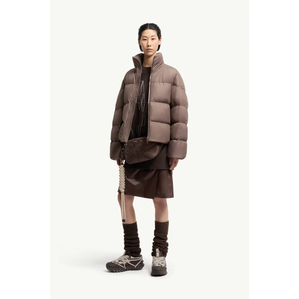 Moncler Moncler + Rick Owens Cyclopic Short Down Jacket in Taupe, view 3 | Men's Jackets | Coveti