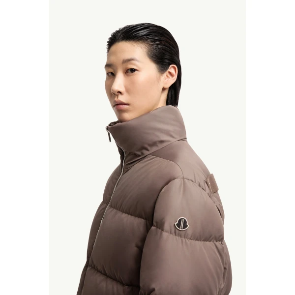 Moncler Moncler + Rick Owens Cyclopic Short Down Jacket in Taupe, view 5 | Men's Jackets | Coveti