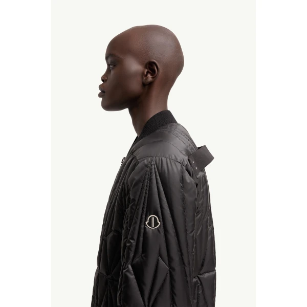 Moncler Moncler + Rick Owens Geocamo Flight Down Bomber Jacket in Black, view 5 | Men's Jackets | Coveti