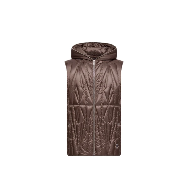 Moncler + Rick Owens Geocamo Ziplock Hooded Down Gilet in Taupe