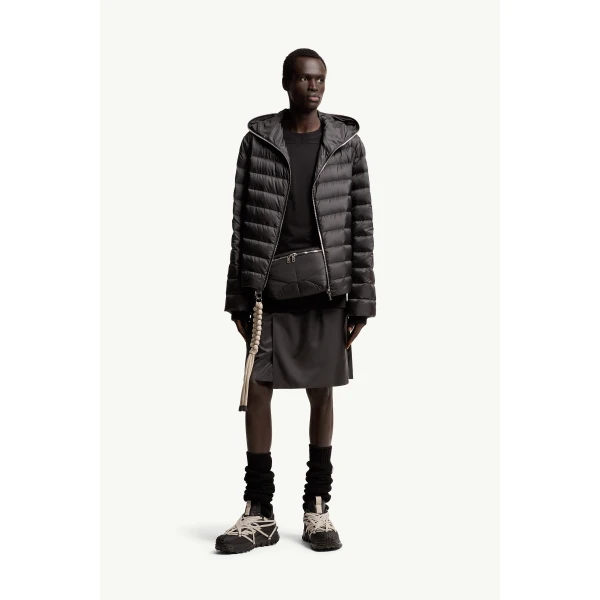 Moncler Moncler + Rick Owens Ziplock Hooded Short Down Jacket in Black, view 2 | Men's Jackets | Coveti