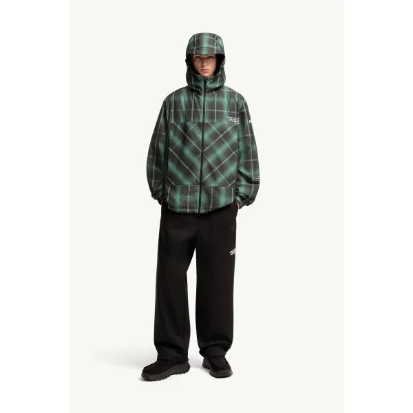 Moncler Moncler x Fragment Jitsuyo Hooded Windbreaker in Black & Green, view 2 | Men's Jackets | Coveti