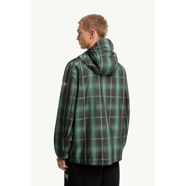 Moncler Moncler x Fragment Jitsuyo Hooded Windbreaker in Black & Green, view 5 | Men's Jackets | Coveti