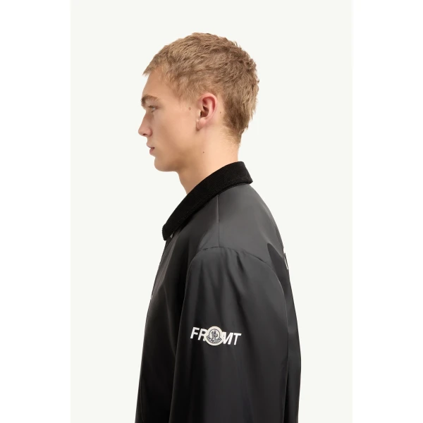 Moncler Moncler x Fragment Ryuha Reversible Shirt Jacket in Black & Green, view 3 | Men's Jackets | Coveti