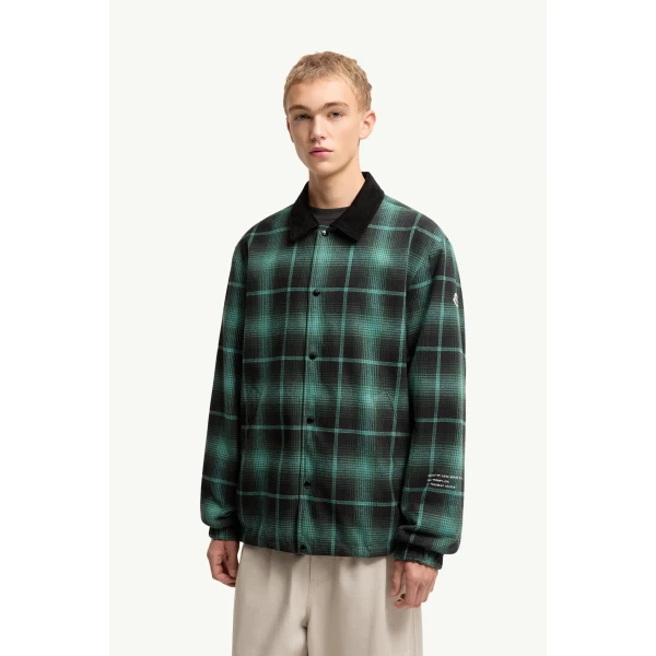 Moncler Moncler x Fragment Ryuha Reversible Shirt Jacket in Black & Green, view 4 | Men's Jackets | Coveti