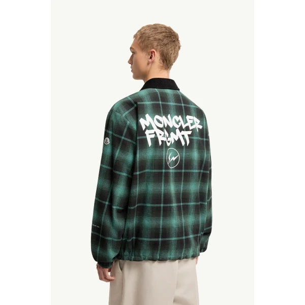 Moncler Moncler x Fragment Ryuha Reversible Shirt Jacket in Black & Green, view 5 | Men's Jackets | Coveti