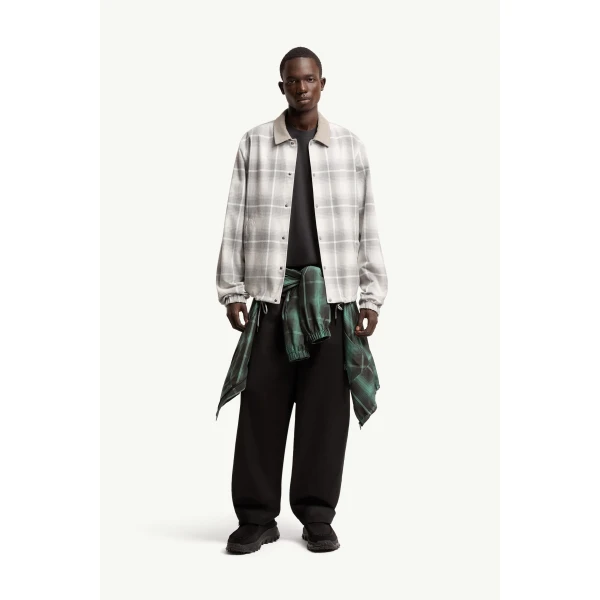Moncler Moncler x Fragment Ryuha Reversible Shirt Jacket in White & Gray, view 2 | Men's Jackets | Coveti