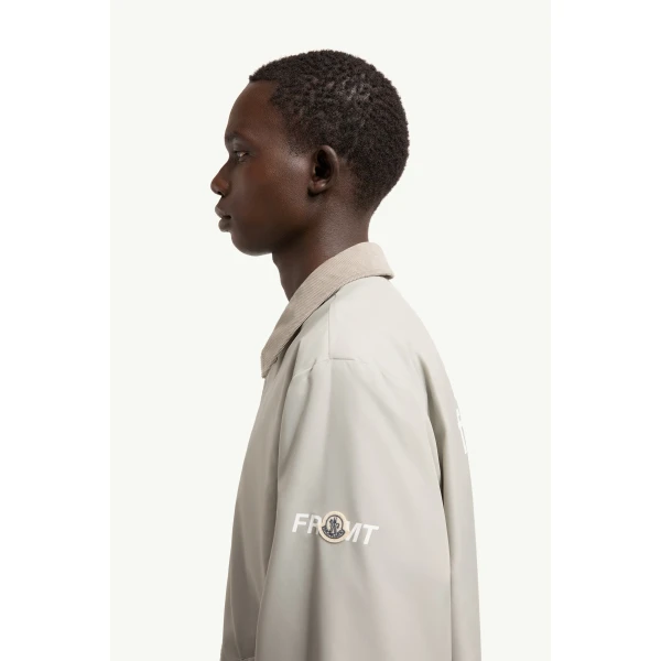 Moncler Moncler x Fragment Ryuha Reversible Shirt Jacket in White & Gray, view 3 | Men's Jackets | Coveti