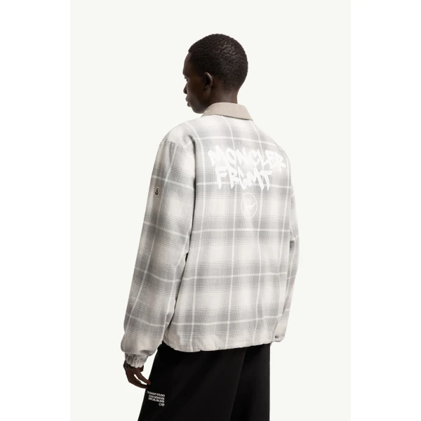 Moncler Moncler x Fragment Ryuha Reversible Shirt Jacket in White & Gray, view 5 | Men's Jackets | Coveti