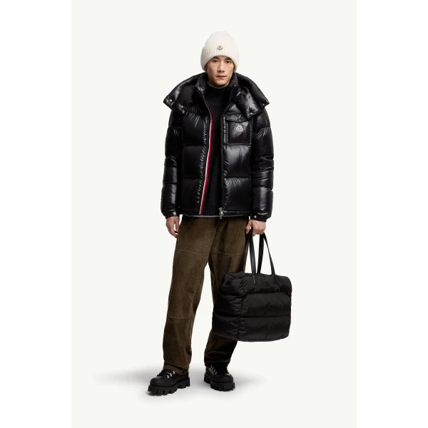 Moncler Montbeliard Hooded Short Down Jacket in Black, view 2 | Men's Jackets | Coveti