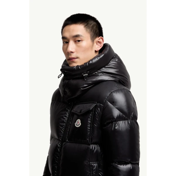 Moncler Montbeliard Hooded Short Down Jacket in Black, view 3 | Men's Jackets | Coveti