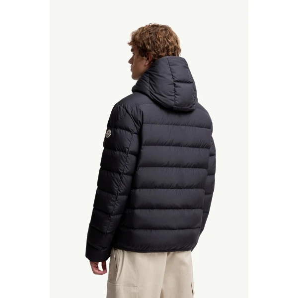 Moncler Montbrocq Hooded Short Down Jacket in Navy Blue, view 5 | Men's Jackets | Coveti