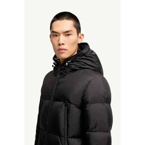Moncler Montcla Hooded Short Down Jacket in Black, view 3 | Men's Jackets | Coveti