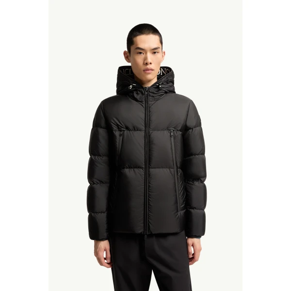 Moncler Montcla Hooded Short Down Jacket in Black, view 4 | Men's Jackets | Coveti