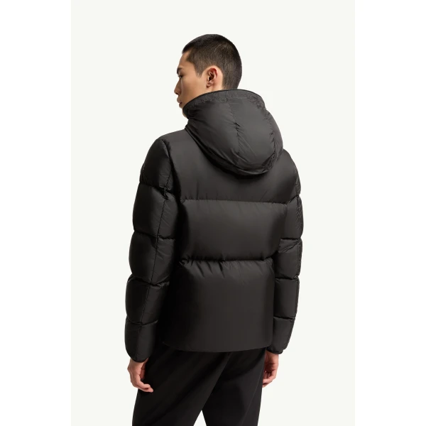 Moncler Montcla Hooded Short Down Jacket in Black, view 5 | Men's Jackets | Coveti
