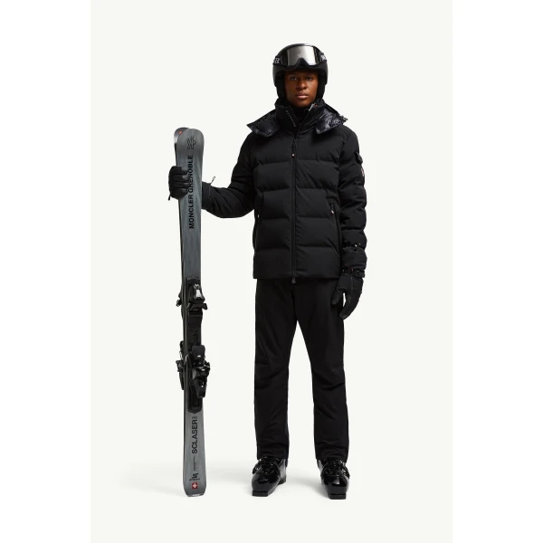 Moncler Montgetech Hooded Insulated Ski Jacket in Black, view 2 | Men's Skiwear | Coveti