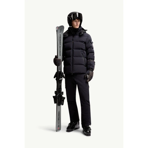 Moncler Montgetech Hooded Insulated Ski Jacket in Navy Blue, view 2 | Men's Skiwear | Coveti