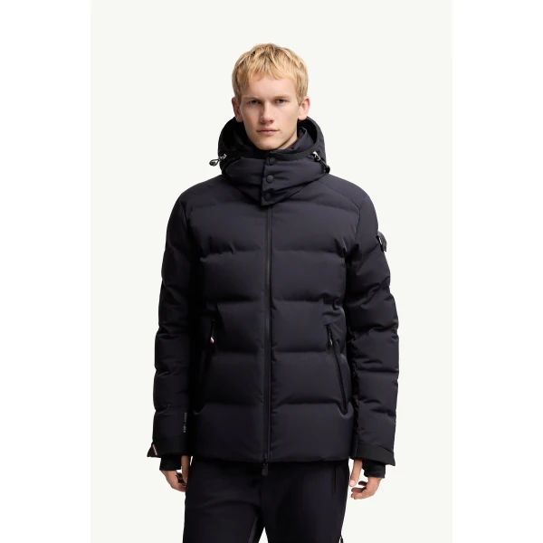 Moncler Montgetech Hooded Insulated Ski Jacket in Navy Blue, view 4 | Men's Skiwear | Coveti